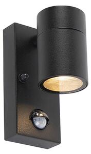 Venkovní nástěnné svítidlo černé s pohybovým senzorem IP44 - Solo