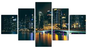 Obraz nočního Singapuru (125x70 cm)