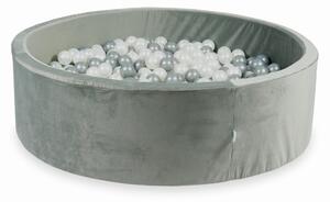 Mimii Suchý bazének + 200 ks kuliček kulatý, samet šedá Rozměr: 130x40 cm