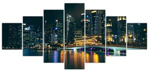 Obraz nočního Singapuru (210x100 cm)