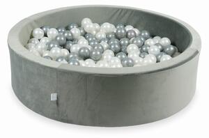 Mimii Suchý bazének + 200 ks kuliček kulatý, samet šedá Rozměr: 90x40 cm