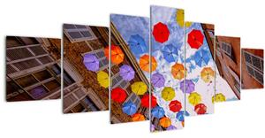 Obraz barevných deštníků (210x100 cm)