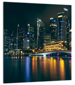 Obraz nočního Singapuru (30x30 cm)