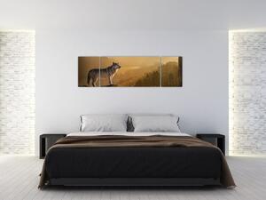 Obraz vlka na skále (170x50 cm)