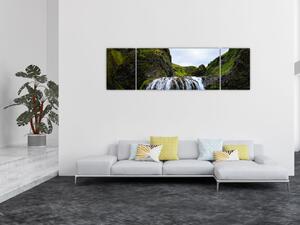 Obraz útesu s vodopádem (170x50 cm)