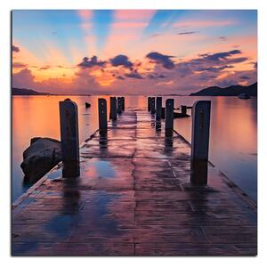 Obraz na plátně - Krásný západ slunce nad jezerem - čtverec 3164A (50x50 cm)