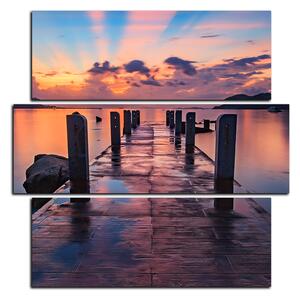 Obraz na plátně - Krásný západ slunce nad jezerem - čtverec 3164D (75x75 cm)