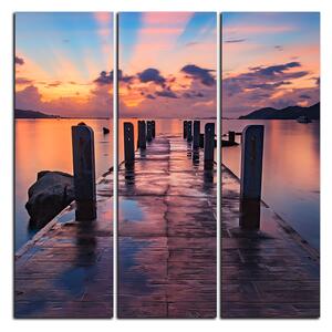 Obraz na plátně - Krásný západ slunce nad jezerem - čtverec 3164B (75x75 cm)
