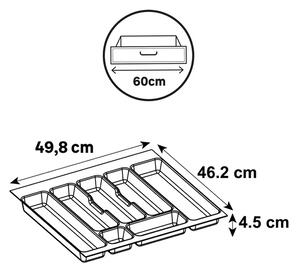 ADEO Vložka / příborník do 60cm šuplíku - CUTLERY šedý plast 50 x 46 cm
