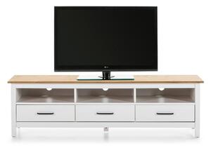 Bílý borovicový televizní stolek Marckeric Onyx 158 x 40 cm