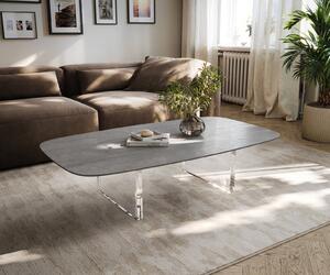 DELIFE Konferenční stolek Edge oválný tvar 140×80 cm keramika beton šedá Lumia akryl