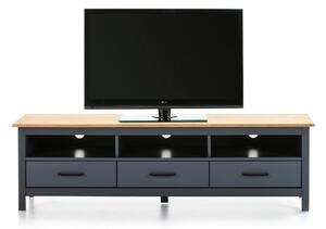 Antracitově šedý borovicový televizní stolek Marckeric Onyx 158 x 40 cm