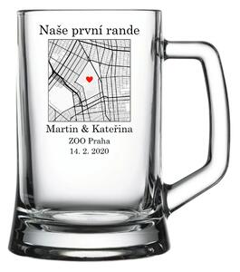 Personalizovaná pivní sklenice s mapou