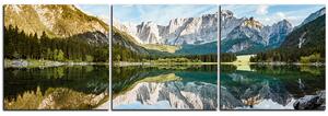 Obraz na plátně - Alpské štíty odrážející se v klidném jezeře - panoráma 5157B (150x50 cm)
