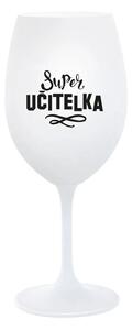 SUPER UČITELKA - bílá sklenice na víno 350 ml