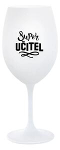 SUPER UČITEL - bílá sklenice na víno 350 ml