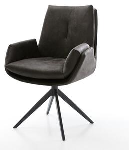 DELIFE Jídelní židle Clea-Flex mikrovlákno antracit vintage křížová podnož široká černá 360° otočná houpací funkce