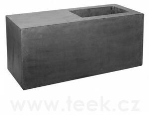 Pottery Pots Venkovní květináč obdélníkový Jort Seating S, Grey (barva šedá), kolekce Natural, kompozit Fiberstone, 100x40x45 cm, objem cca 180 l - POSLEDNÍ KUS SKLADEM