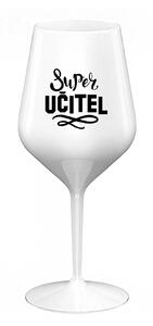 SUPER UČITEL - bílá nerozbitná sklenice na víno 470 ml