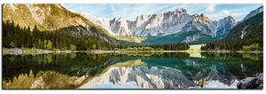 Obraz na plátně - Alpské štíty odrážející se v klidném jezeře - panoráma 5157A (105x35 cm)