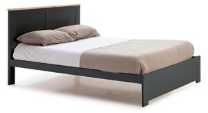 Antracitově šedá borovicová dvoulůžková postel Marckeric Akira 140 x 190 cm