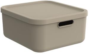 Rotho Úložný box, rovný s víkem, 20l, cappuccino ALBU LIGHT, 40x36x18 cm