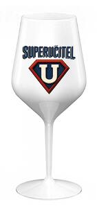 SUPERUČITEL (ZNAK) - bílá nerozbitná sklenice na víno 470 ml