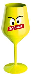 NAŠTVANÝ SMAJLÍK - žlutá nerozbitná sklenice na víno 470 ml