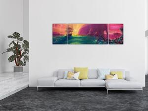 Obraz - Olejomalba, Plavba do fantastické říše (170x50 cm)
