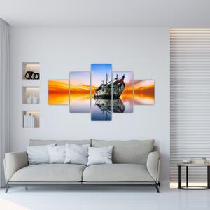 Obraz - Svítání nad vrakem lodi (125x70 cm)