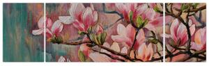 Obraz - Olejomalba, Rozkvetlá sakura (170x50 cm)