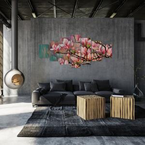 Obraz - Olejomalba, Rozkvetlá sakura (210x100 cm)