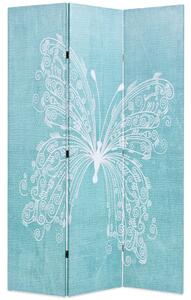 Skládací paraván 120 x 170 cm motýl modrý