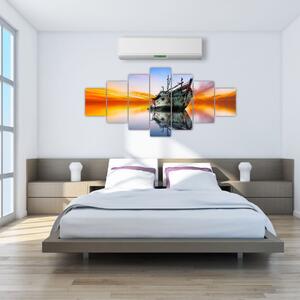 Obraz - Svítání nad vrakem lodi (210x100 cm)