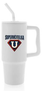 SUPERUČITELKA (ZNAK) - bílý cestovní termohrnek 900 ml