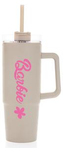 BARBIE - béžový cestovní hrnek s průhledným víčkem 900 ml