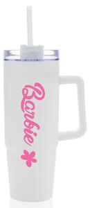 BARBIE - bílý cestovní hrnek s průhledným víčkem 900 ml