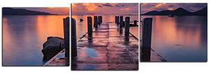 Obraz na plátně - Krásný západ slunce nad jezerem - panoráma 5164E (150x50 cm)