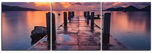 Obraz na plátně - Krásný západ slunce nad jezerem - panoráma 5164B (150x50 cm)