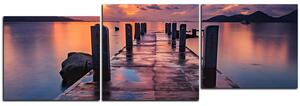 Obraz na plátně - Krásný západ slunce nad jezerem - panoráma 5164D (90x30 cm)