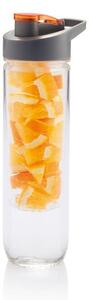 Láhev s košíkem na ovoce, 800 ml, XD Design, čirá/šedá/oranžová