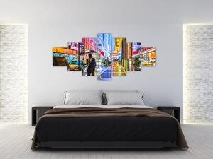 Obraz - Město v neonové záři (210x100 cm)