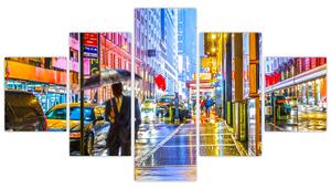 Obraz - Město v neonové záři (125x70 cm)