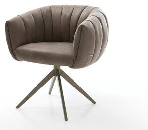 DELIFE Jídelní židle Jada-Flex mikrovlákno taupe vintage křížová podnož široká titanová barva 360° otočný houpací funkce taštičkové pružiny