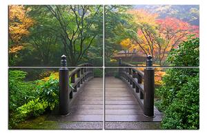 Obraz na plátně - Dřevěný most v podzimní zahradě 1186E (150x100 cm)