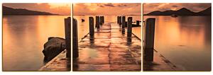 Obraz na plátně - Krásný západ slunce nad jezerem - panoráma 5164FB (90x30 cm)