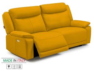 Kožená pohovka CONTINENTAL s elektrickou funkcí relax 3P, elektrické, žlutá (giallo 320