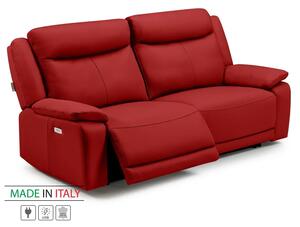 Kožená pohovka CONTINENTAL s elektrickou funkcí relax 3P, elektrické, červená (rosso 304)