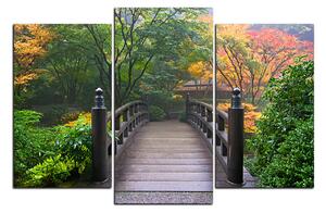 Obraz na plátně - Dřevěný most v podzimní zahradě 1186C (120x80 cm)