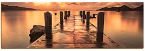 Obraz na plátně - Krásný západ slunce nad jezerem - panoráma 5164FA (105x35 cm)